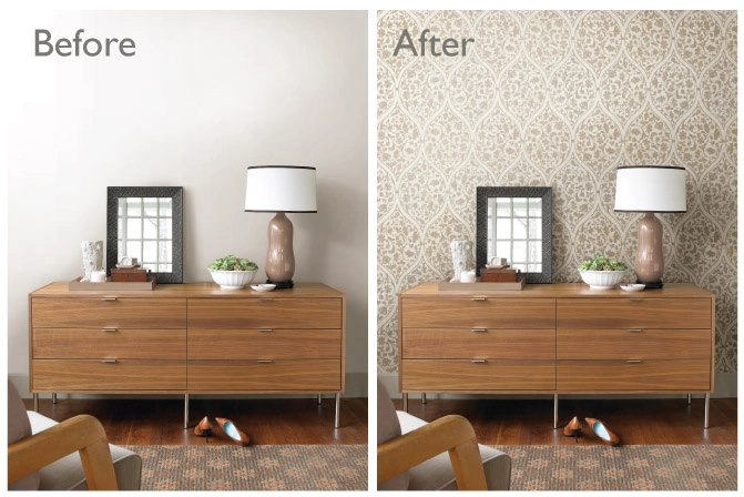 Residential wallpaper installation in a Washington DC living room